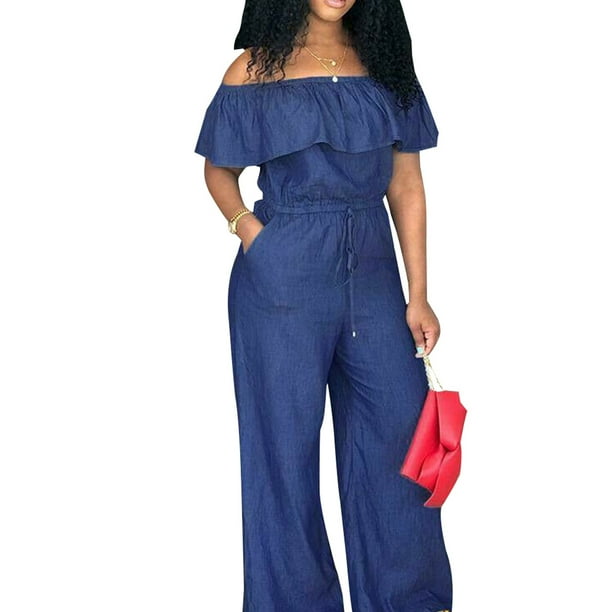 Vintage Ruffle Plain Floral Printed Off Shoulder Jumpsuits Casual Wide Leg Rompers with Pocket Vintage Ruffle Plain Floral Printed Off Shoulder Jumpsuits Casual Wide Leg Rompers with Pocket